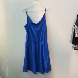 A Amanda Uprichard Blue Drape Neck Mini Dress NWT